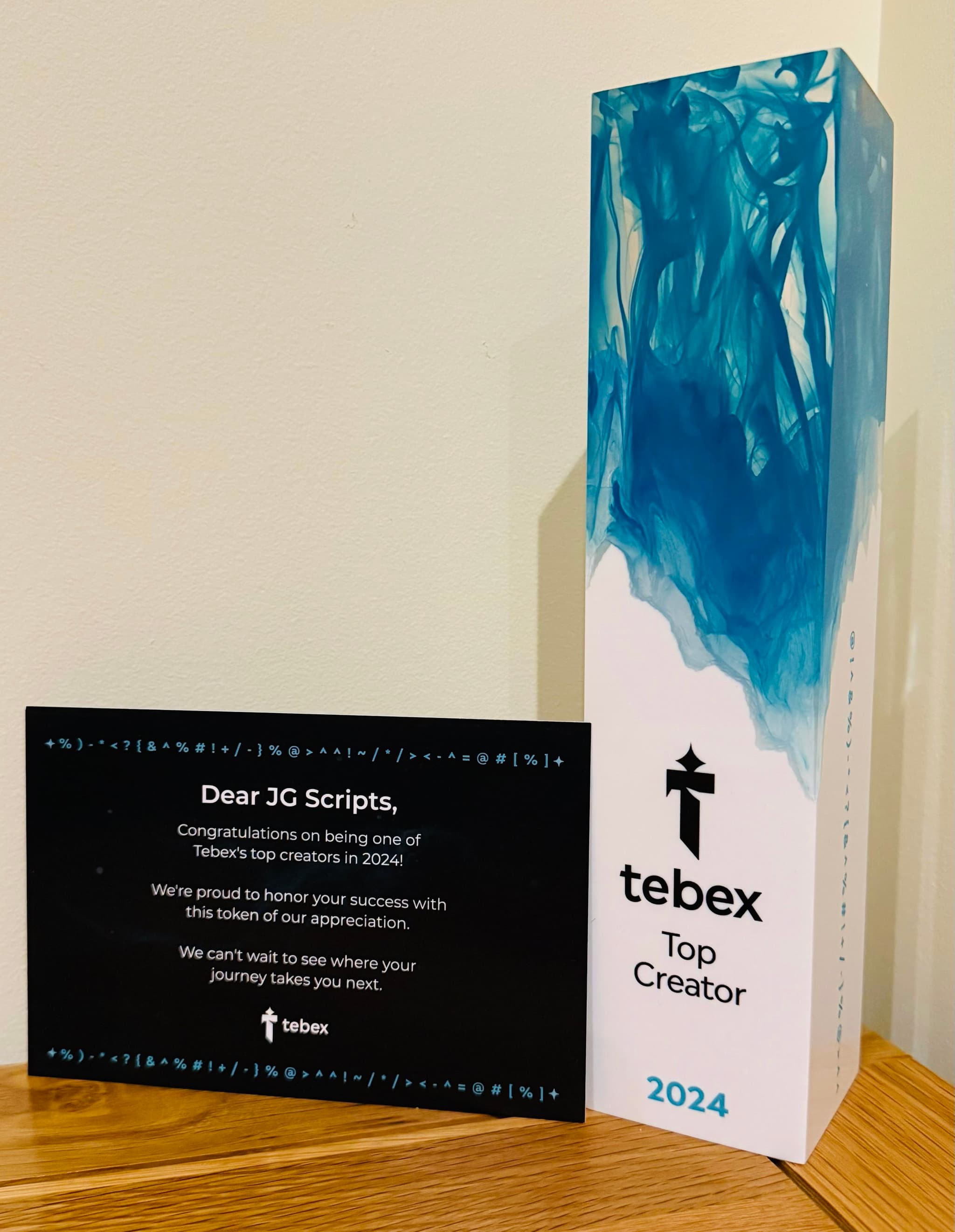 Our award, isn't it pretty!
